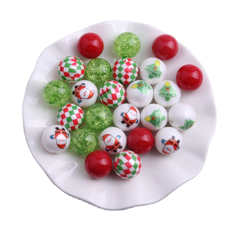 20mm Christmas Large Acrylic Beads 50pcs Set Kids Chunky Necklace
