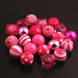 20mm Hotpink Acrylic Beads 50pcs Mixed Style for Necklace Jewelry