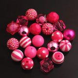 20mm Hotpink Acrylic Beads 50pcs Mixed Style for Necklace Jewelry