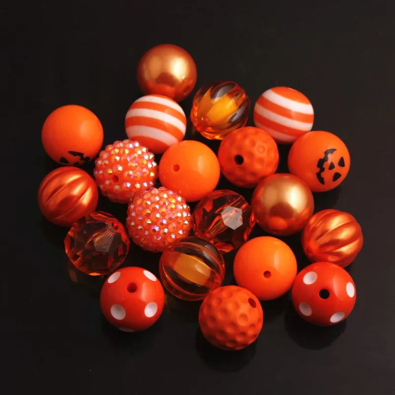 RB-07 20mm Orange Acrylic Beads 50pcs Lot Bubblegum Chunky Necklace Jewelry