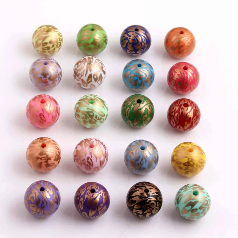 Colorful Chunky Acrylic Leopard Beads for Girls Necklace Jewelry 100pcs