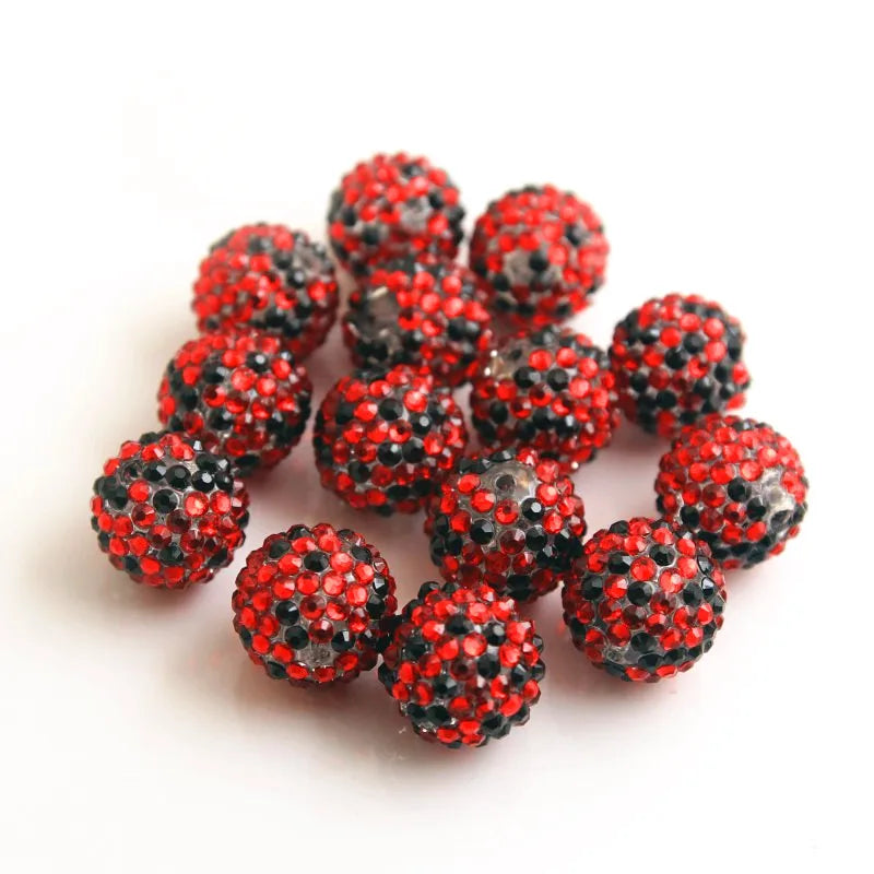 OYOKZA Chunky 20mm Red Confetti Rainbow Resin Rhinestone Ball Beads