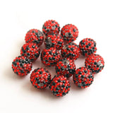 OYOKZA Chunky 20mm Red Confetti Rainbow Resin Rhinestone Ball Beads