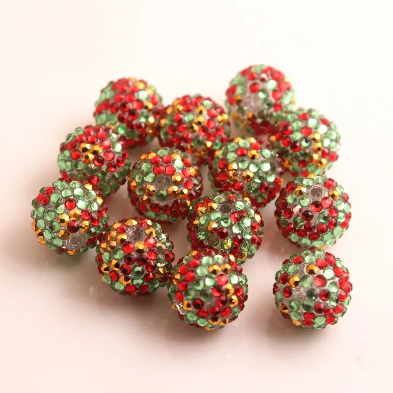 Chunky 20mm 100pcs Red Lime Rhinestone Ball Beads for Kids Jewelry