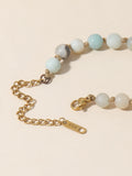 6mm Amazonite Beaded Choker Necklace w/ Stainless Steel Lobster Clasp