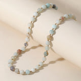 6mm Amazonite Beaded Choker Necklace w/ Stainless Steel Lobster Clasp