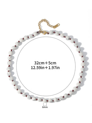 Oaiite 6Mm Howlite Choker Necklace for Women Bohemian Yoga Necklace