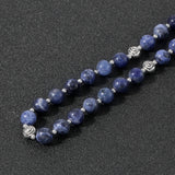 8 Mm Oaiite Rosary Bracelet for Men Blue-Vein Beads Crucifix Cross