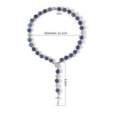 8 Mm Oaiite Rosary Bracelet for Men Blue-Vein Beads Crucifix Cross