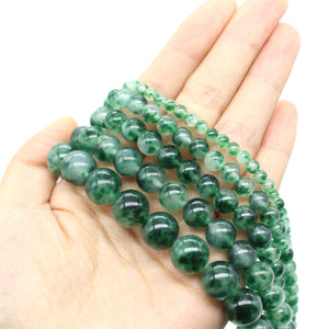 Round 7A Water Grass Chalcedony Stone Beads Loose Beads