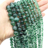 Round 7A Water Grass Chalcedony Stone Beads Loose Beads