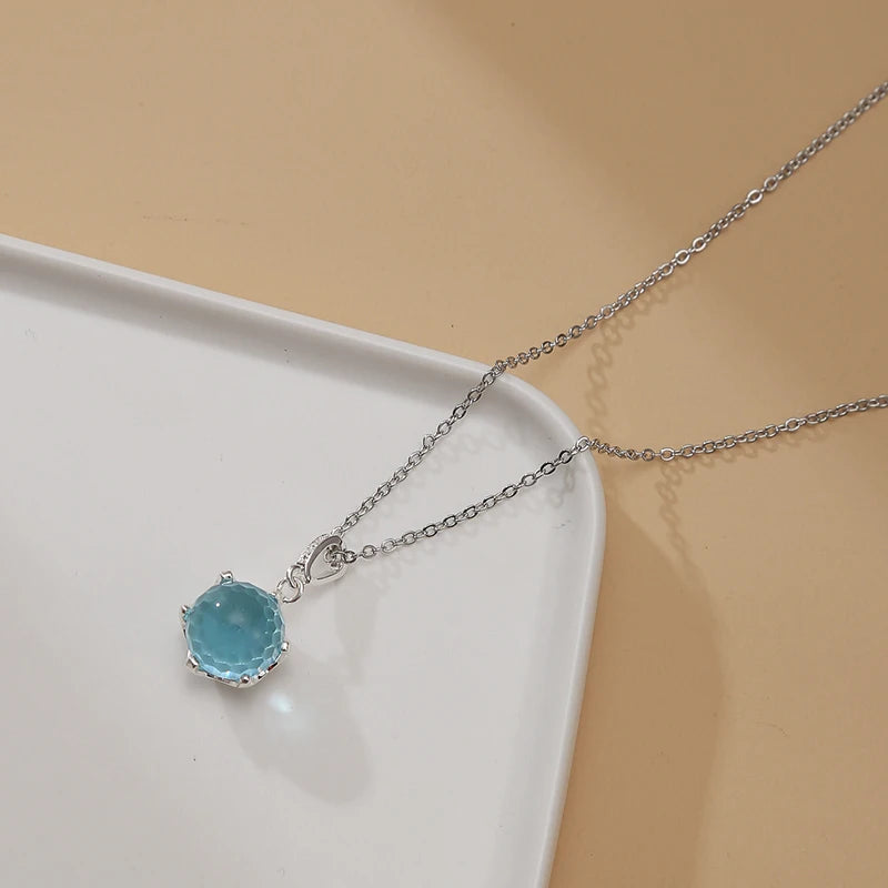 Crystal Necklace Round Pendant Necklaces for Women Jewelry