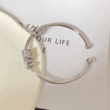 Cubic Zircon Stone Rhodium Plated Cuff Bangle Copper Bracelet