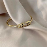 Cubic Zircon Stone Rhodium Plated Cuff Bangle Copper Bracelet