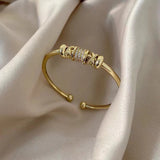 Cubic Zircon Stone Rhodium Plated Cuff Bangle Copper Bracelet