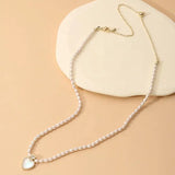 Pearl Heart Necklace Beaded Choker Chain Valentines Bridesmaid Gift