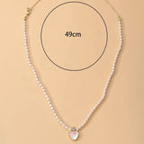 Pearl Heart Necklace Beaded Choker Chain Valentines Bridesmaid Gift
