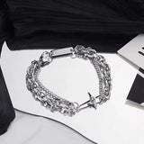Star Charm Double Links Chains Bracelet Jewelry Men