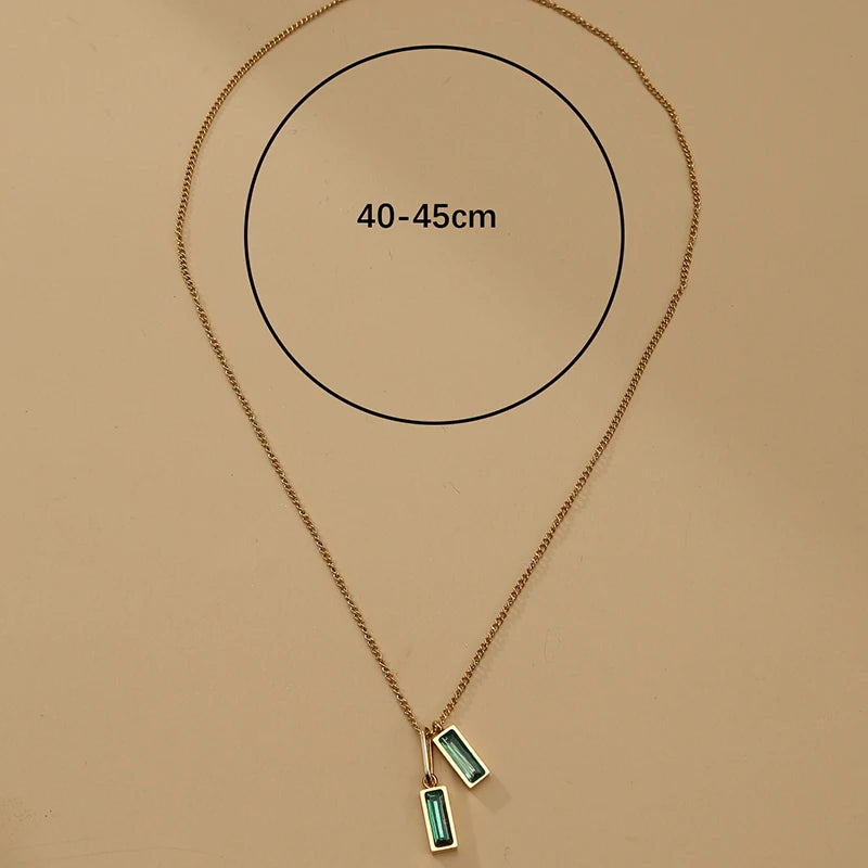Vintage Green Zircon Crystal Pendant Necklace For Women