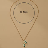 Vintage Green Zircon Crystal Pendant Necklace For Women