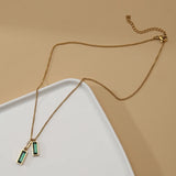 Vintage Green Zircon Crystal Pendant Necklace For Women