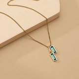 Vintage Green Zircon Crystal Pendant Necklace For Women