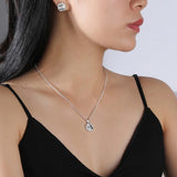 Crystal Stone Round Choker Necklace Earring Set