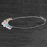 Natural 7 Chakra Stone Necklace For Women Antique Silver Plated