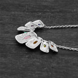 Natural 7 Chakra Stone Necklace For Women Antique Silver Plated