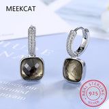 Crystal Geometric Square 925 Silver Earrings