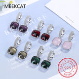 Crystal Geometric Square 925 Silver Earrings