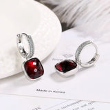 Geometric Crystal Square Ear Buckle Silver Earrings