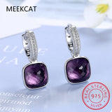 Crystal Geometric Square 925 Silver Earrings