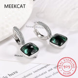 Crystal Geometric Square 925 Silver Earrings