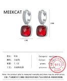 Crystal Geometric Square 925 Silver Earrings