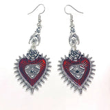 Occult Dark Goth Drop Earring Jewelry Blood Rose Heart Oil Bat Gothic Earrings