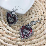 Occult Dark Goth Drop Earring Jewelry Blood Rose Heart Oil Bat Gothic Earrings