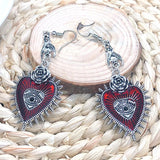 Occult Dark Goth Drop Earring Jewelry Blood Rose Heart Oil Bat Gothic Earrings