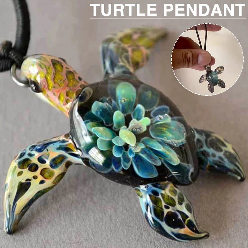 Sea Turtle Art Resin Pendant Hanging Decor Women Gift Necklace