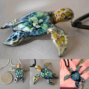 Sea Turtle Art Resin Pendant Hanging Decor Women Gift Necklace