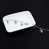 Ocean Sea Turtle Fire Opal Charm Bracelet with Crab & Dolphin
