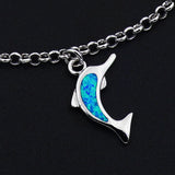 Ocean Sea Turtle Fire Opal Charm Bracelet with Crab & Dolphin