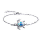 Ocean Sea Turtle Fire Opal Charm Bracelet with Crab & Dolphin