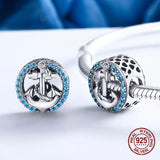 Ocean Series Zircon Anchor Charm for Bangle Bracelet, 925 Sterling Silver