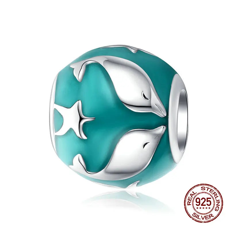 Ocean Series Dolphin Charm for Bangle Bracelet 925 Sterling Silver Jewelry
