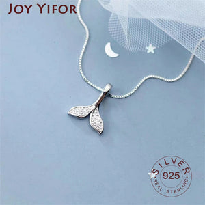 Fish Tail Charm Necklace 925 Sterling Silver Mermaid Tail Clavicle Chain