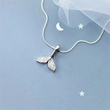 Fish Tail Charm Necklace 925 Sterling Silver Mermaid Tail Clavicle Chain
