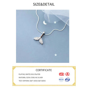 Fish Tail Charm Necklace 925 Sterling Silver Mermaid Tail Clavicle Chain