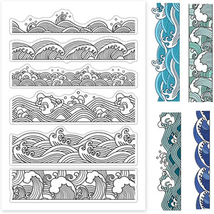 Ocean Waves Borders Clear Stamps for DIY Scrapbooking
