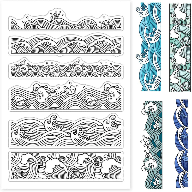 Ocean Waves Borders Clear Stamps for DIY Scrapbooking